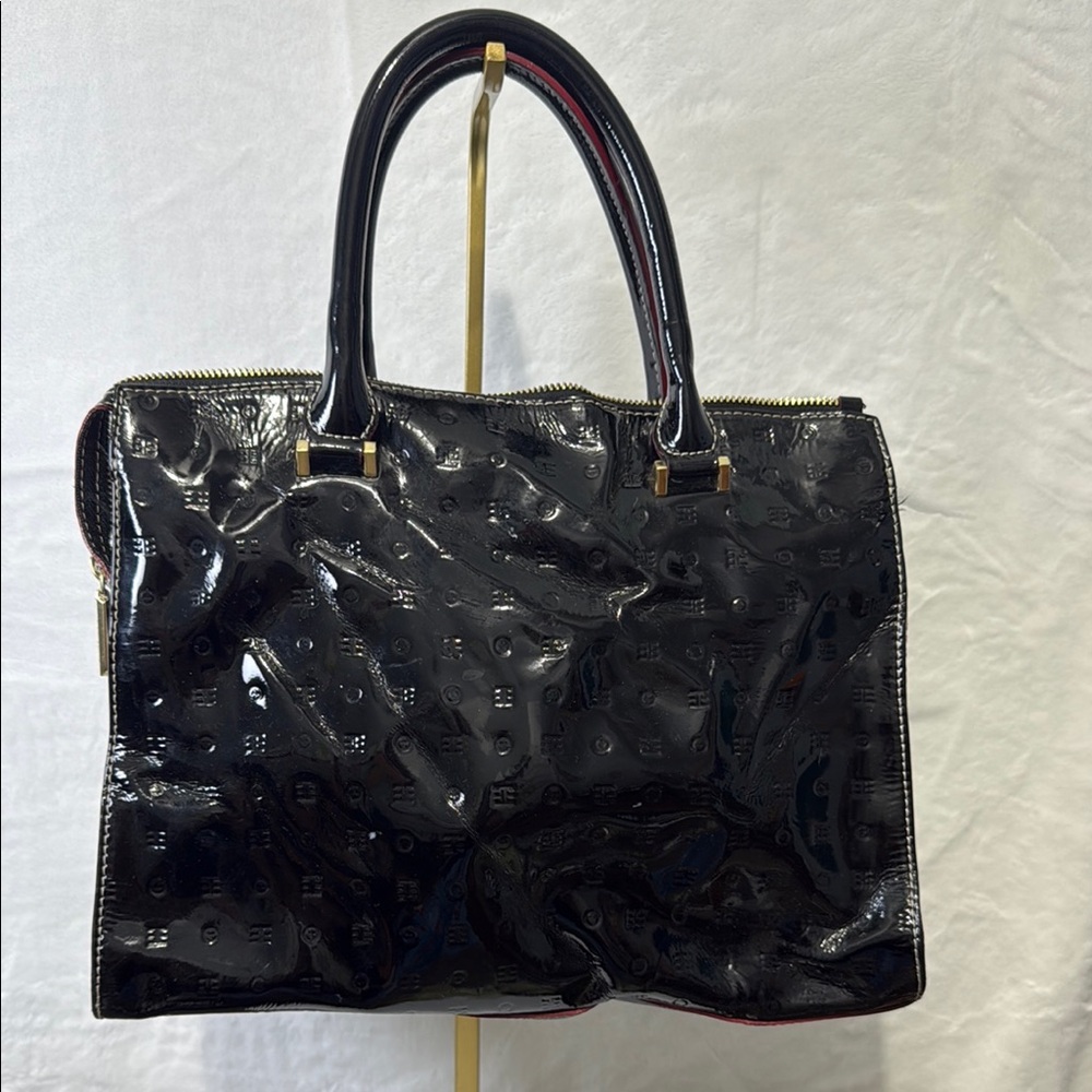 Arcadia Black Patent Leather Tote with Elegant Structure